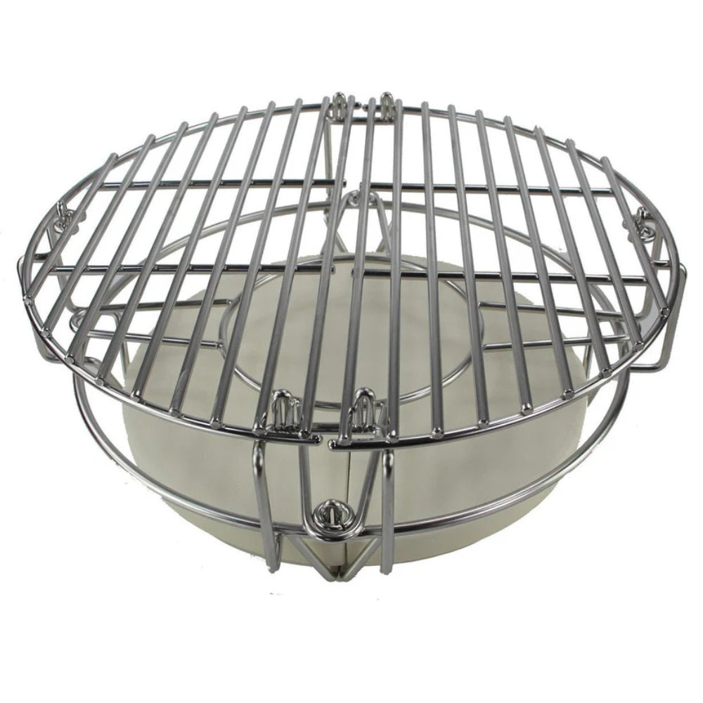 Parrilla multinivel de acero inoxidable para barbacoa Kamado, con diseño circular y rejilla de 53,3 cm de diámetro, ideal para asar carnes