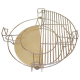 Parrilla multinivel de acero inoxidable para barbacoa Kamado, con superficie de cerámica y diseño circular de 53,3 cm