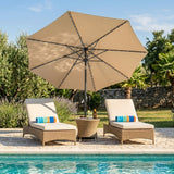 Parasol LED Inclinable 2,7 m con Base – Beige