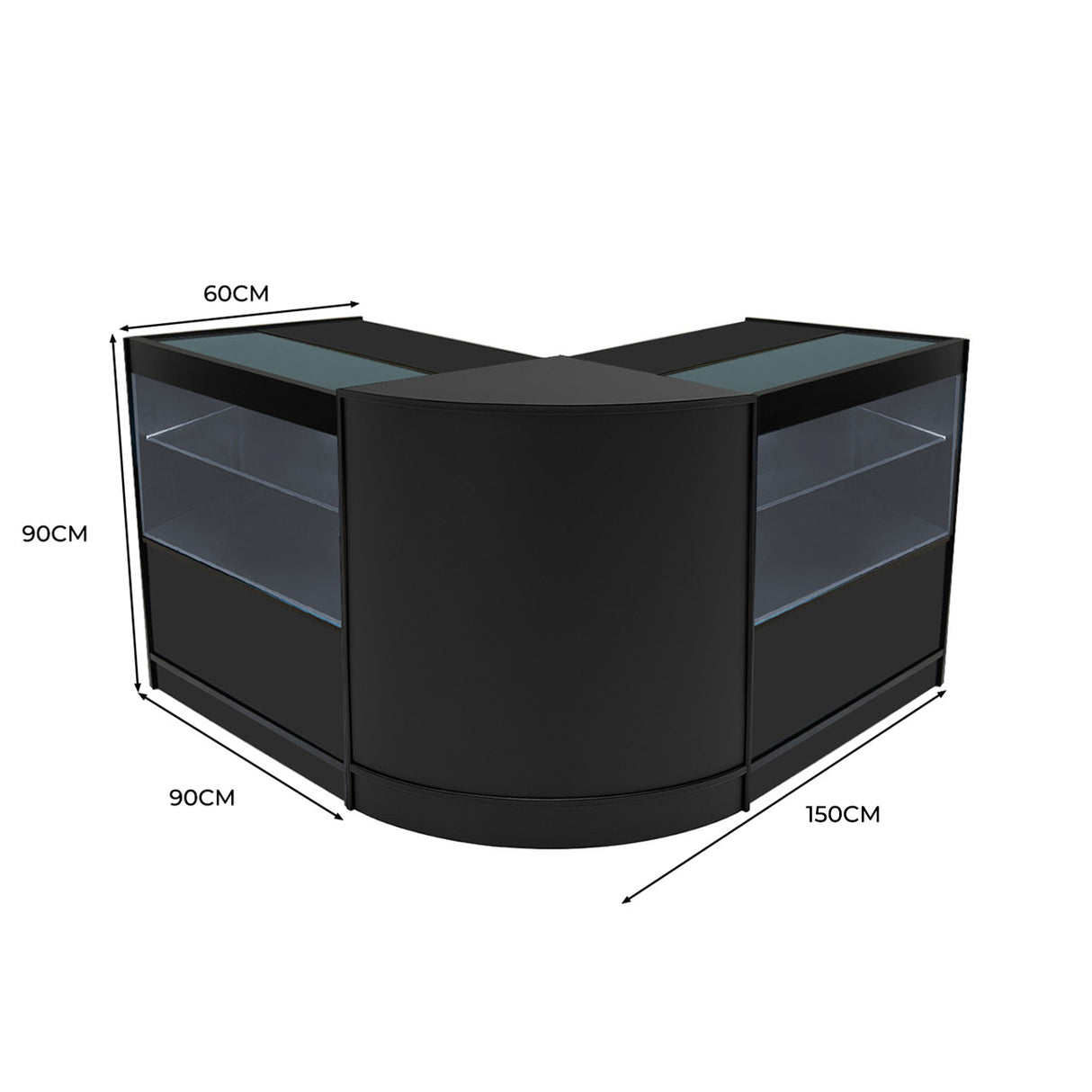 Set Mostradores Comerciales con Luz LED "SELENE"  CM60+ 2x C900 – Negro