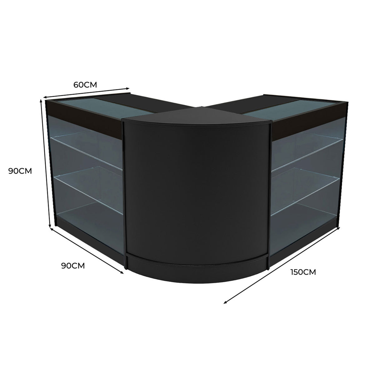 Set Mostradores Comerciales con Luz LED "HELIOS"  CM60+ 2x K900 – Negro