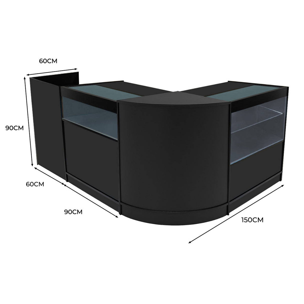 Set Mostradores Comerciales con Luz LED "GRAVITY" CM60 + B900 + C900 + TB60 – Negro