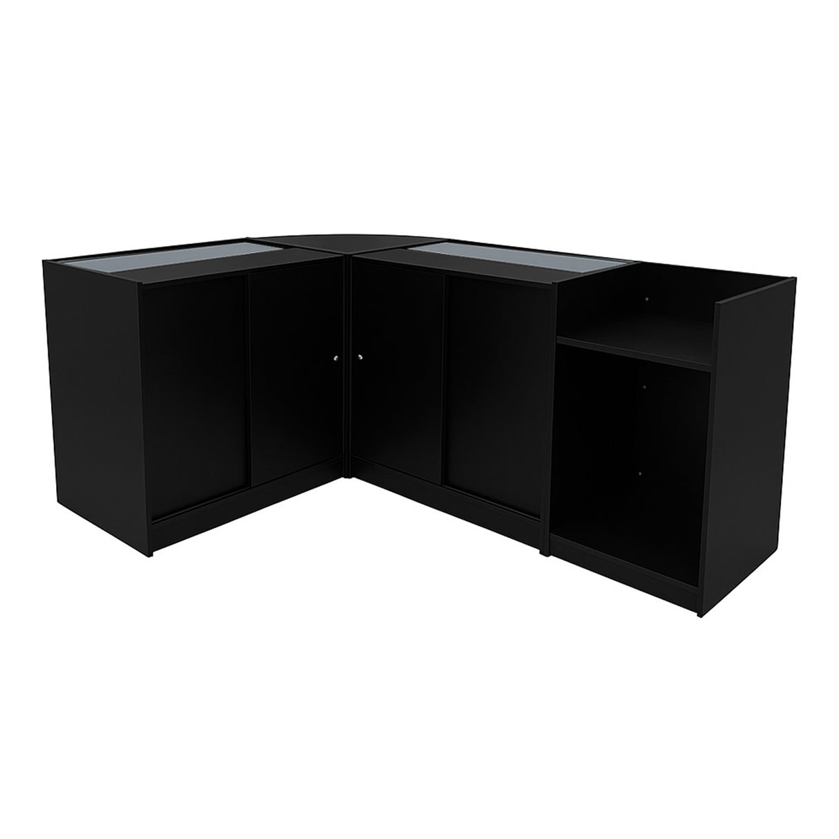 Set Mostradores Comerciales con Luz LED "ASTRO" LM60 + 2xK900 + TB60 – Negro