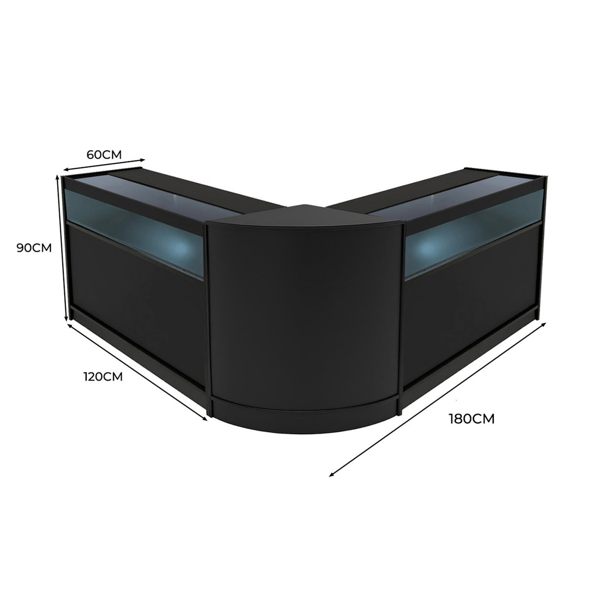 Set Mostradores Comerciales con Luz LED "IRIS"  CM60+ 2x B1200 – Negro