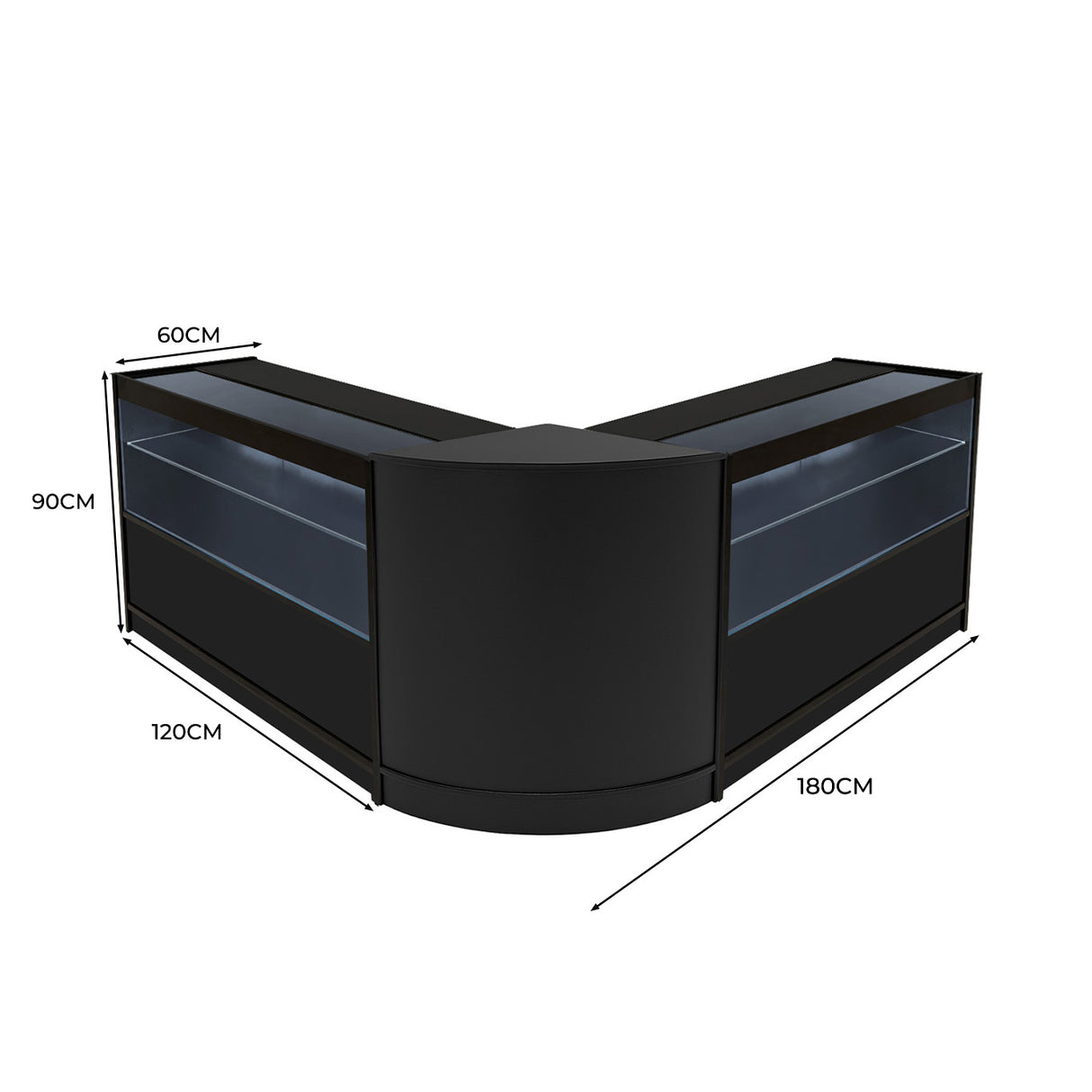 Set Mostradores Comerciales con Luz LED "SELENE"  CM60+ 2x C1500 – Negro