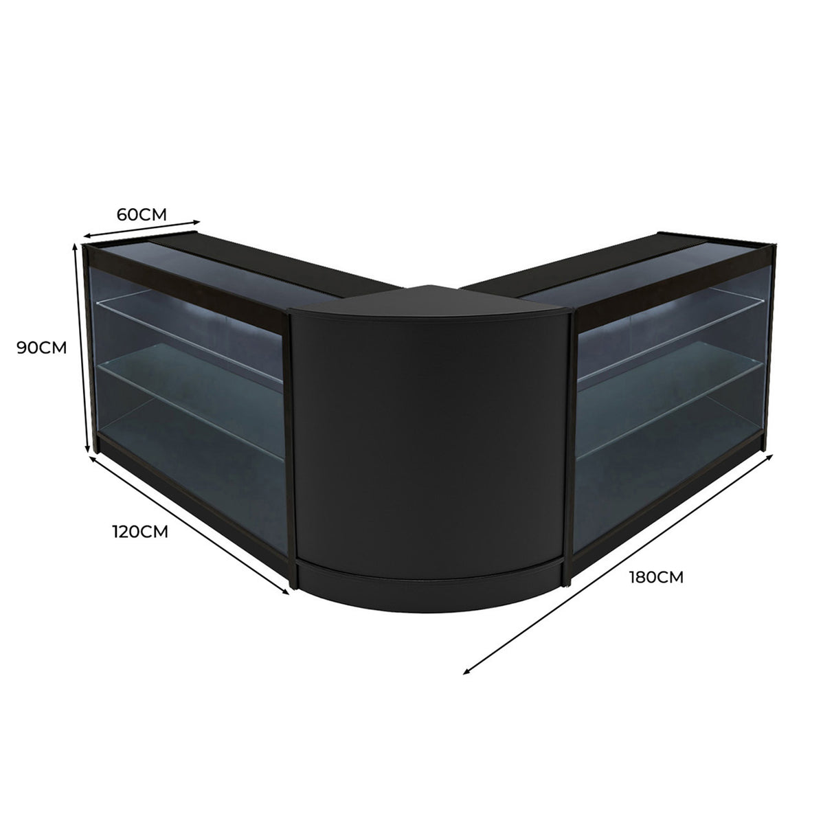 Set Mostradores Comerciales con Luz LED "HELIOS"  CM60+ 2x K1200 – Negro