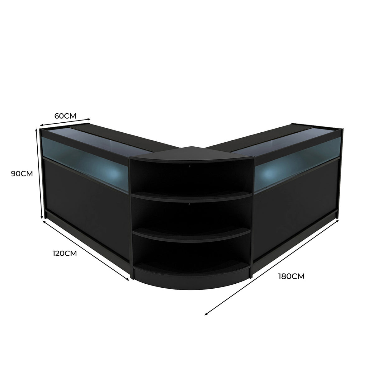 Set Mostradores Comerciales con Luz LED "THESEUS" LM60+ 2x B1200 – Negro