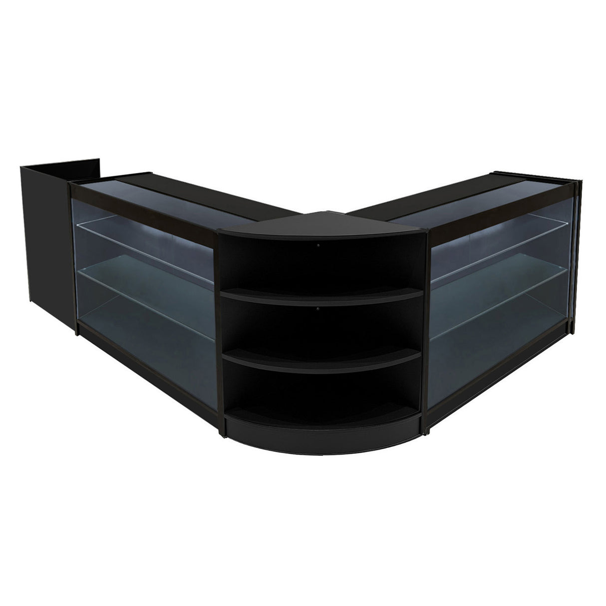 Set Mostradores Comerciales con Luz LED "ASTRO" LM60 + 2xK1500 + TB60 – Negro