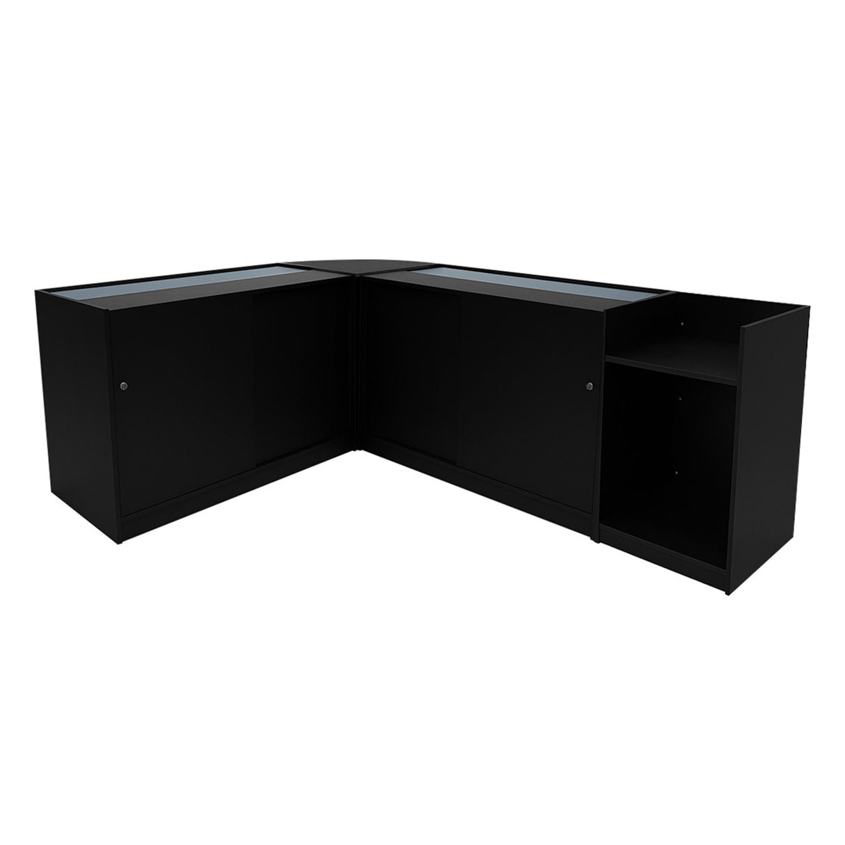 Set Mostradores Comerciales con Luz LED "ASTRO" LM60 + 2xK1500 + TB60 – Negro