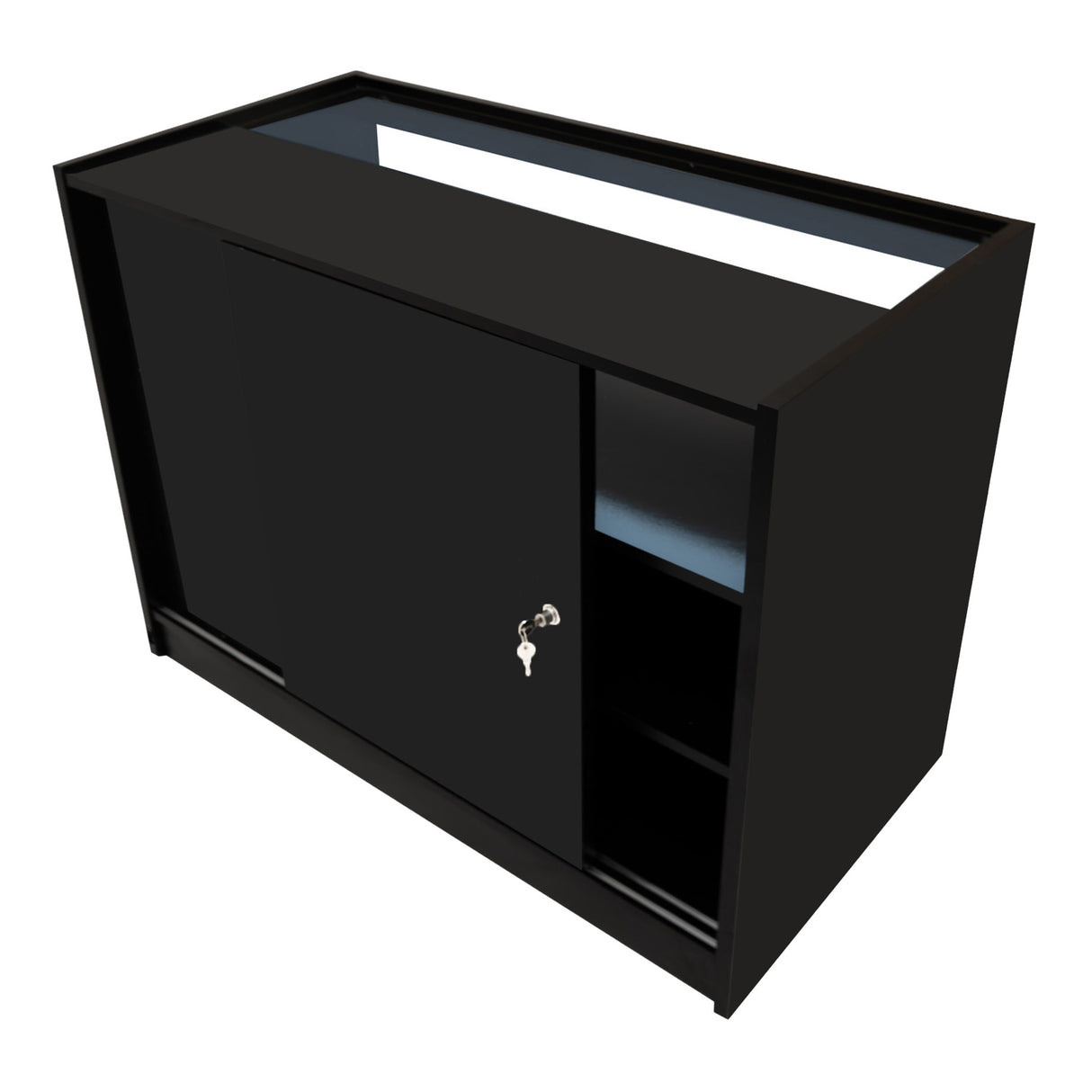 Set Mostradores Comerciales con Luz LED "EUROPA" LM60 + B1200 + C1200 + TB60 – Negro