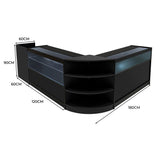 Set Mostradores Comerciales con Luz LED "EUROPA" LM60 + B1200 + C1200 + TB60 – Negro
