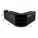 Set Mostradores Comerciales con Luz LED "HYPERION" LM60 + B1200 + K1200 + TB60 – Negro