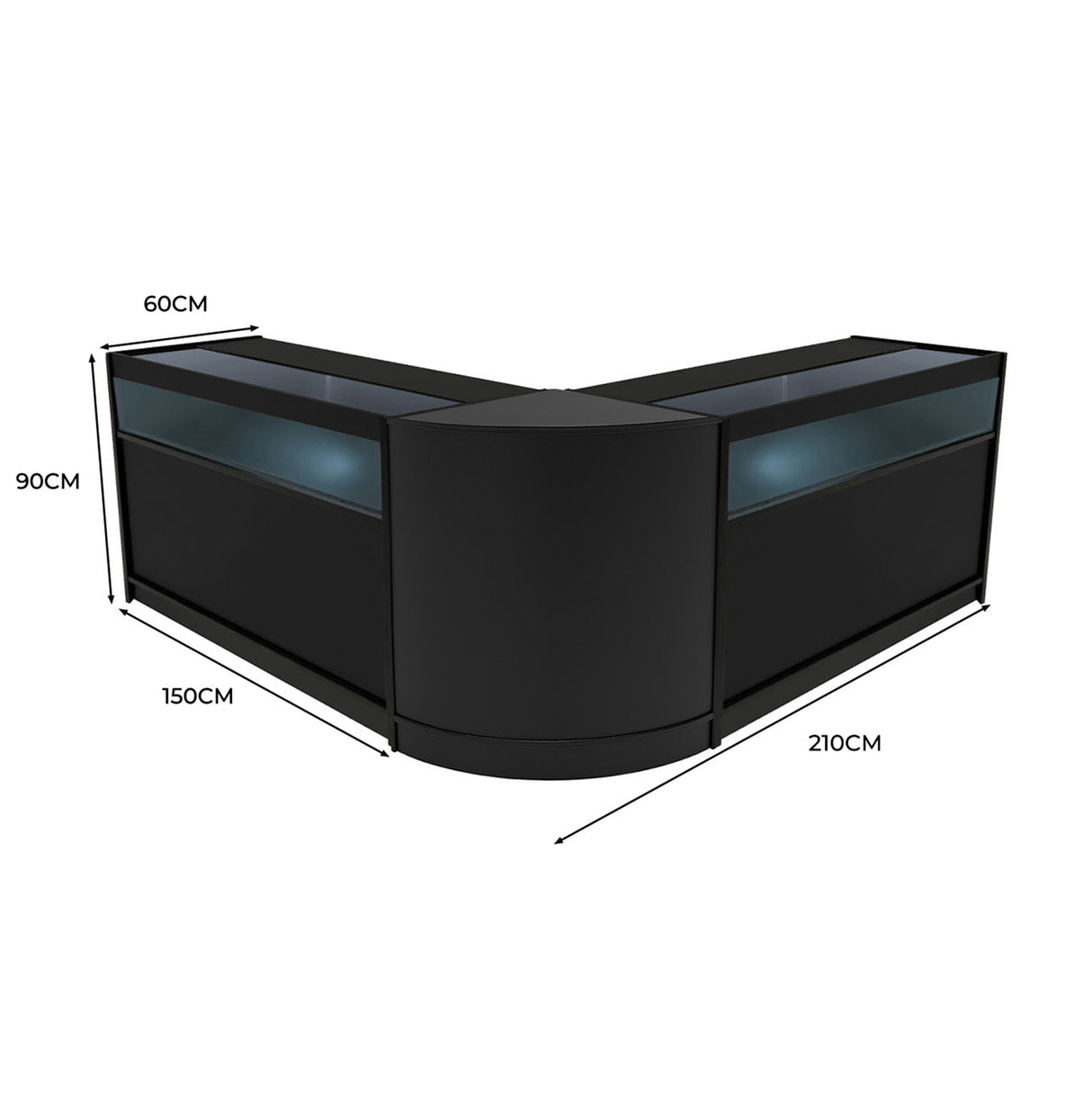 Set Mostradores Comerciales con Luz LED "IRIS"  CM60+ 2x B1500 – Negro