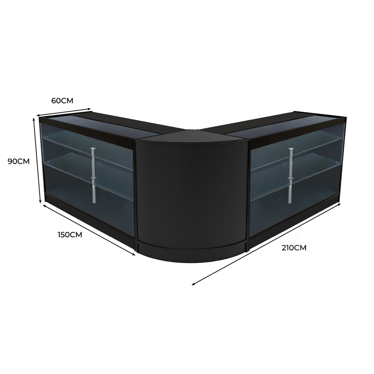 Set Mostradores Comerciales con Luz LED "HELIOS"  CM60+ 2x K1500 – Negro