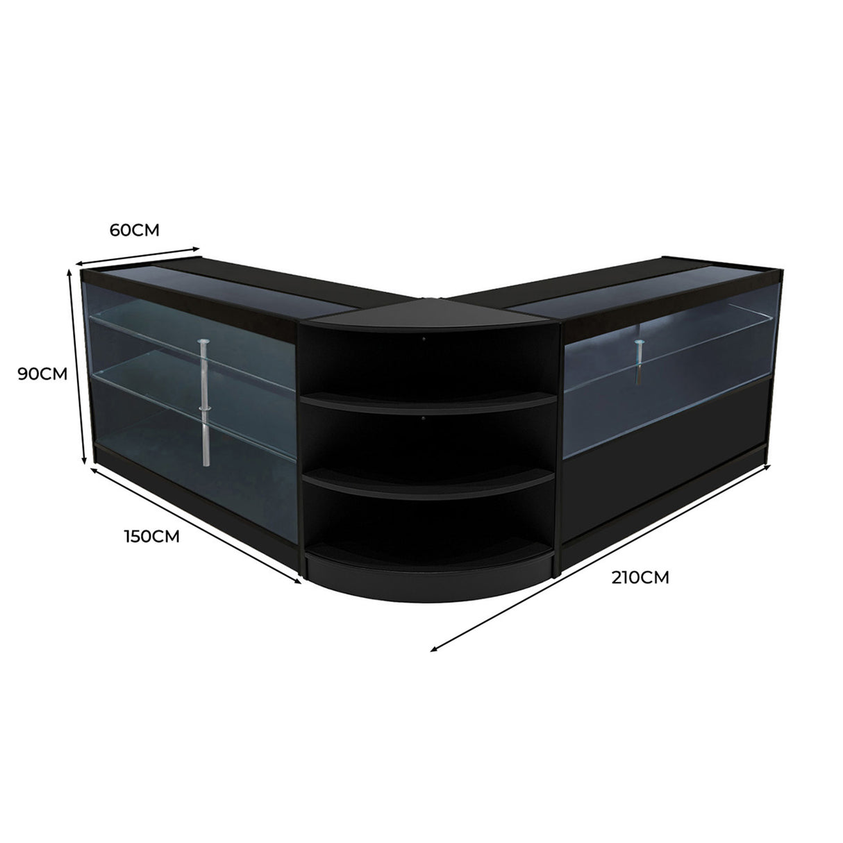 Set Mostradores Comerciales con Luz LED "CALLIOPE" LM60 + K1500 + C1500 – Negro