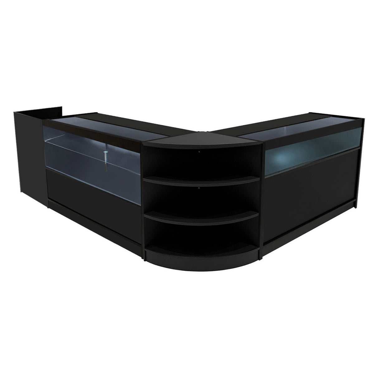 Set Mostradores Comerciales con Luz LED "EUROPA" LM60 + B1500 + C1500 + TB60 – Negro