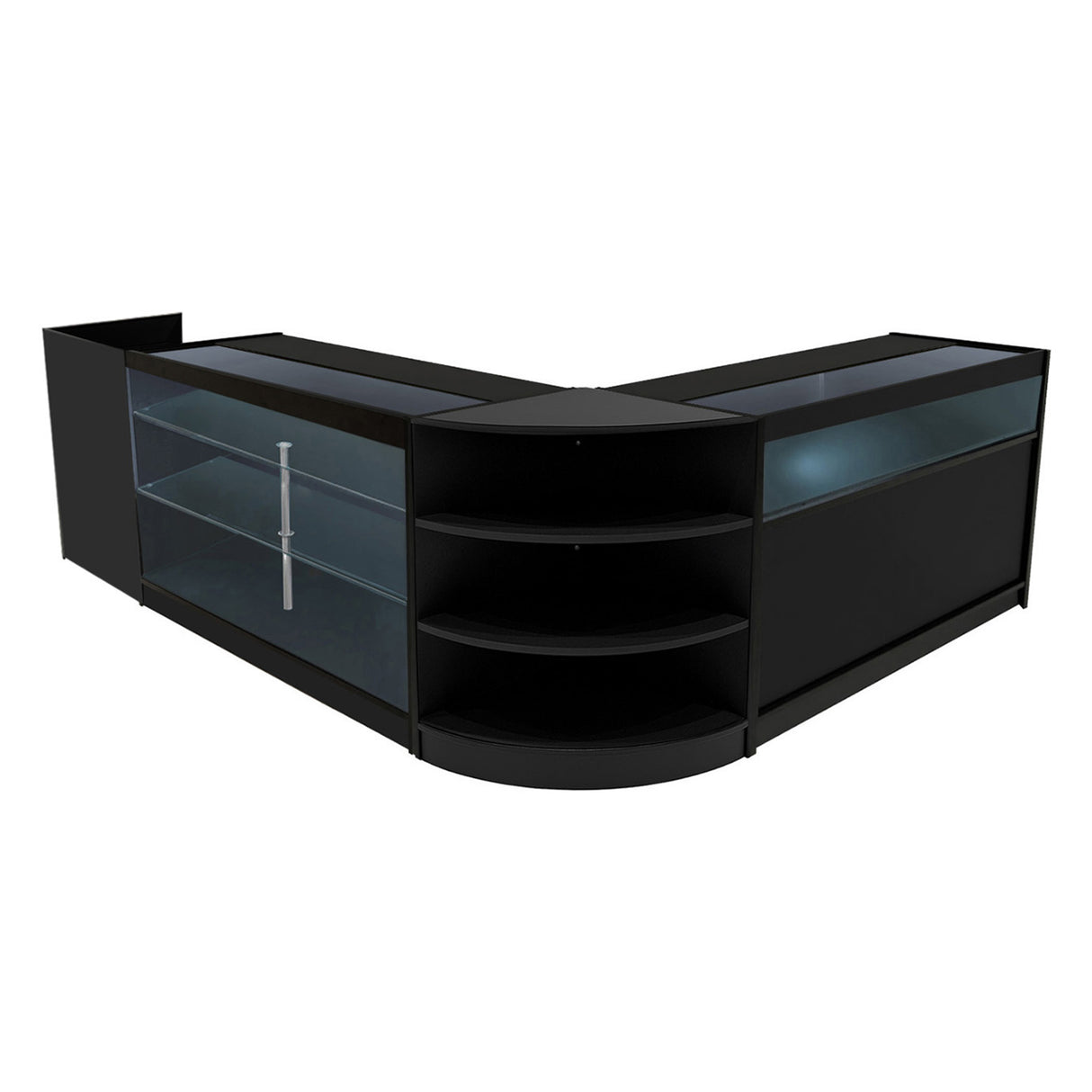 Set Mostradores Comerciales con Luz LED "HYPERION" LM60 + B1500 + K1500 + TB60 – Negro
