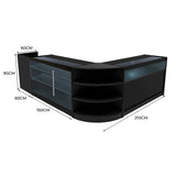 Set Mostradores Comerciales con Luz LED "HYPERION" LM60 + B1500 + K1500 + TB60 – Negro