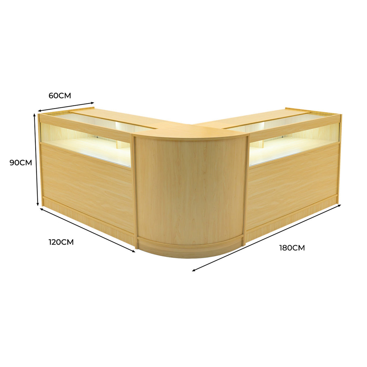 Set Mostradores Comerciales con Luz LED "IRIS"  CM60+ 2x B1200 –Arce