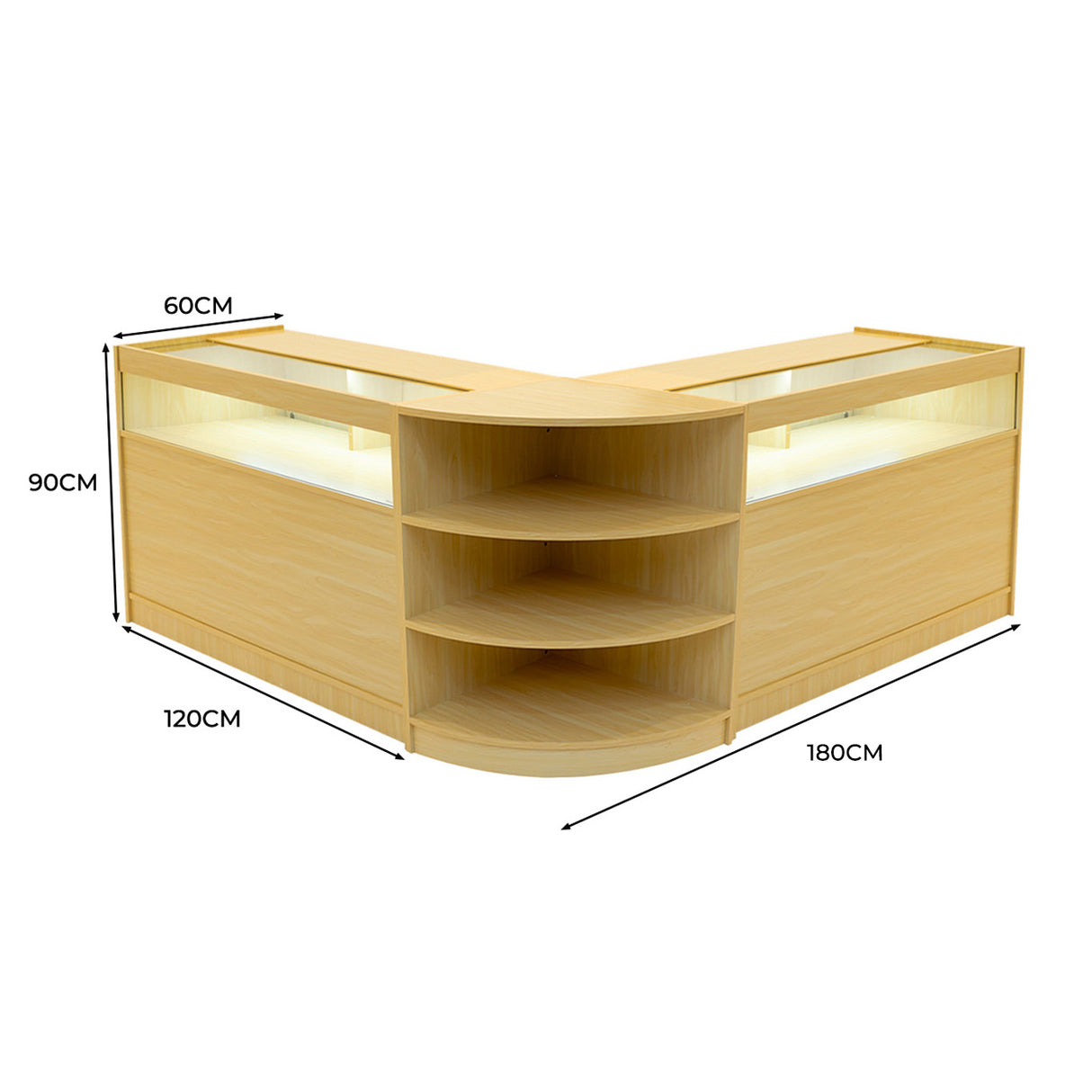 Set Mostradores Comerciales con Luz LED "THESEUS" LM60+ 2x B1200 – Arce