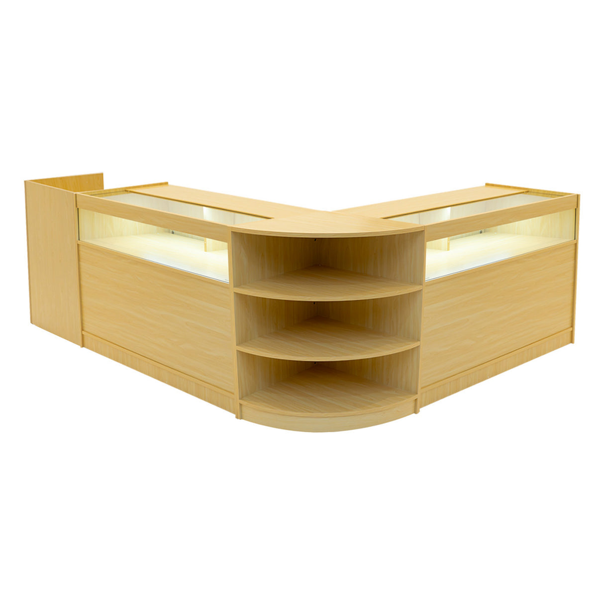 Set Mostradores Comerciales con Luz LED "SAGITTARIUS " LM60 + 2xB1200 + TB60 – Arce