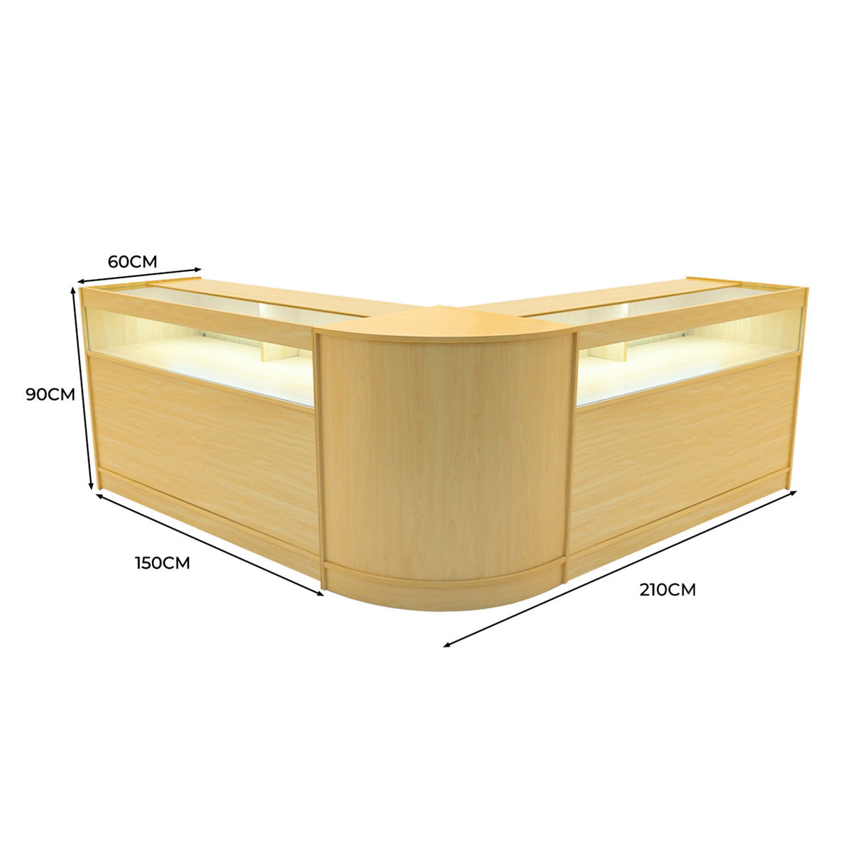 Set Mostradores Comerciales con Luz LED "IRIS"  CM60+ 2x B1500 – Arce