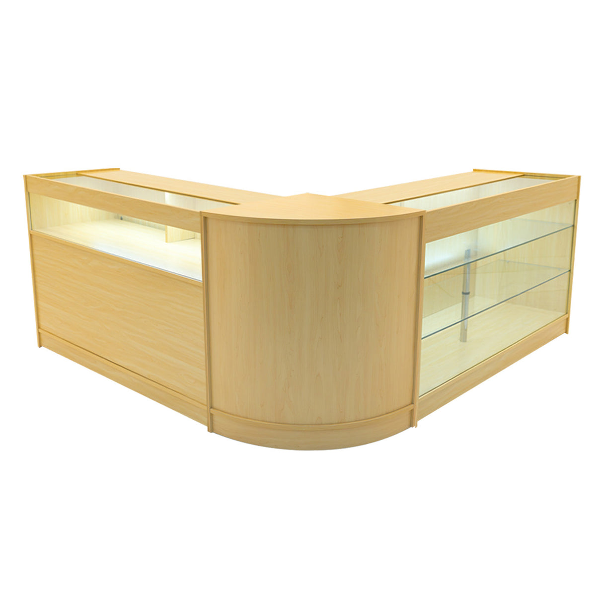 Set Mostradores Comerciales con Luz LED "TRITON" CM60 + K1500 + B1500 – Arce