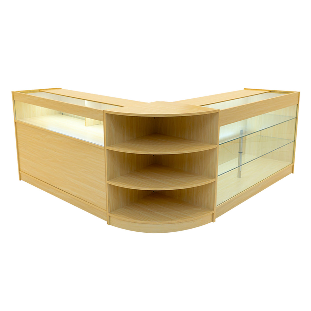 Set Mostradores Comerciales con Luz LED "DEMETER" LM60 + K1500 + B1500 – Arce