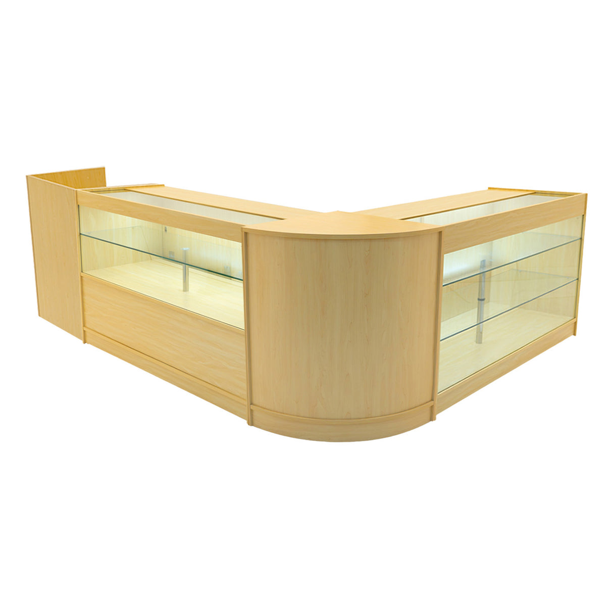 Set Mostradores Comerciales con Luz LED "VEGA" CM60 + K1500 + C1500 + TB60 – Arce