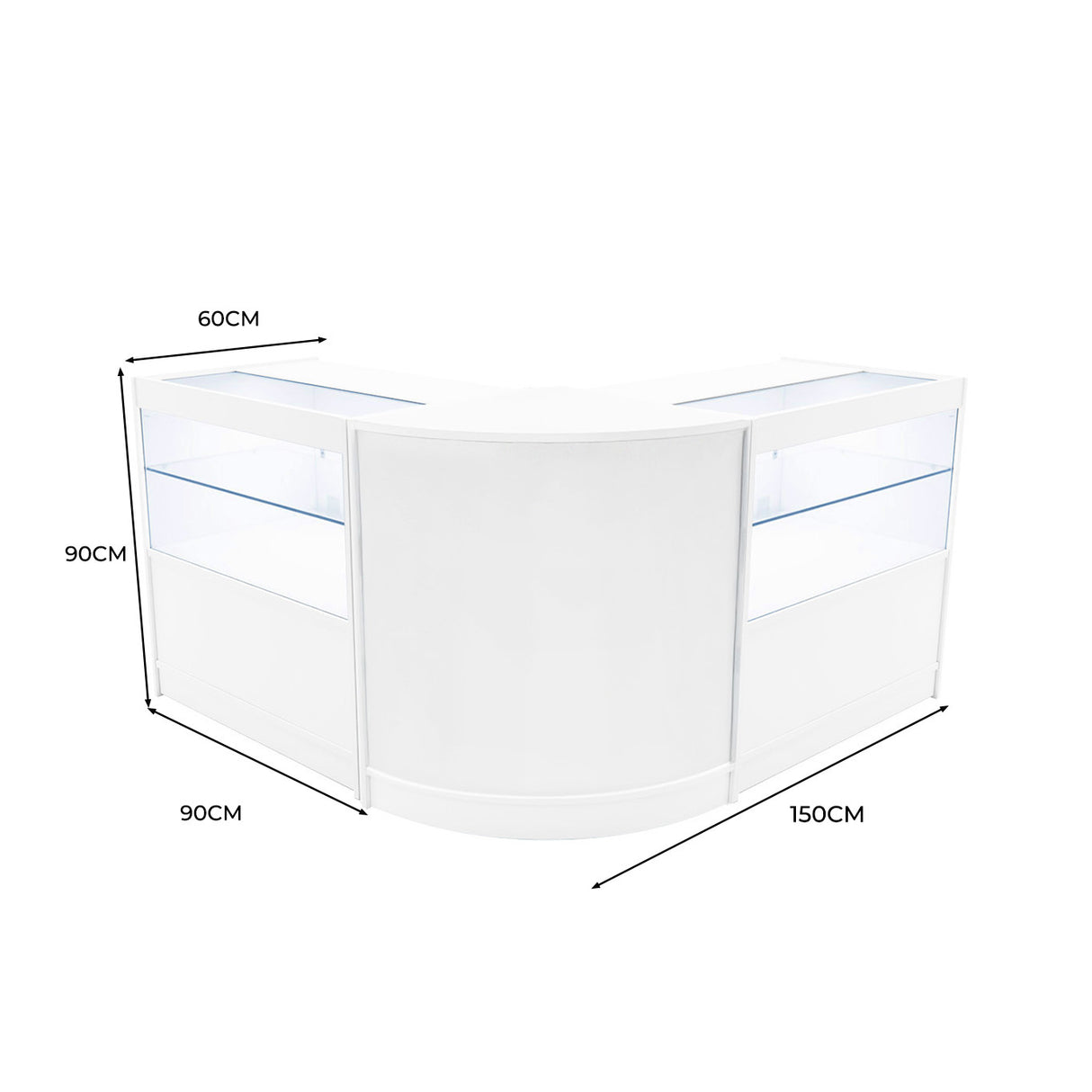 Set Mostradores Comerciales con Luz LED "SELENE"  CM60+ 2x C900 – Blanco