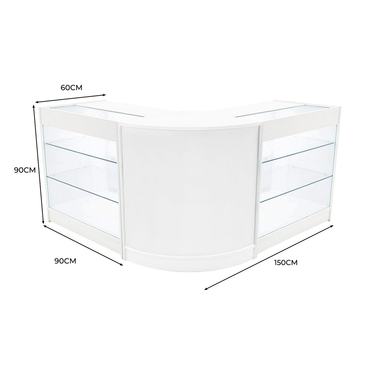 Set Mostradores Comerciales con Luz LED "HELIOS"  CM60+ 2x K900 – Blanco
