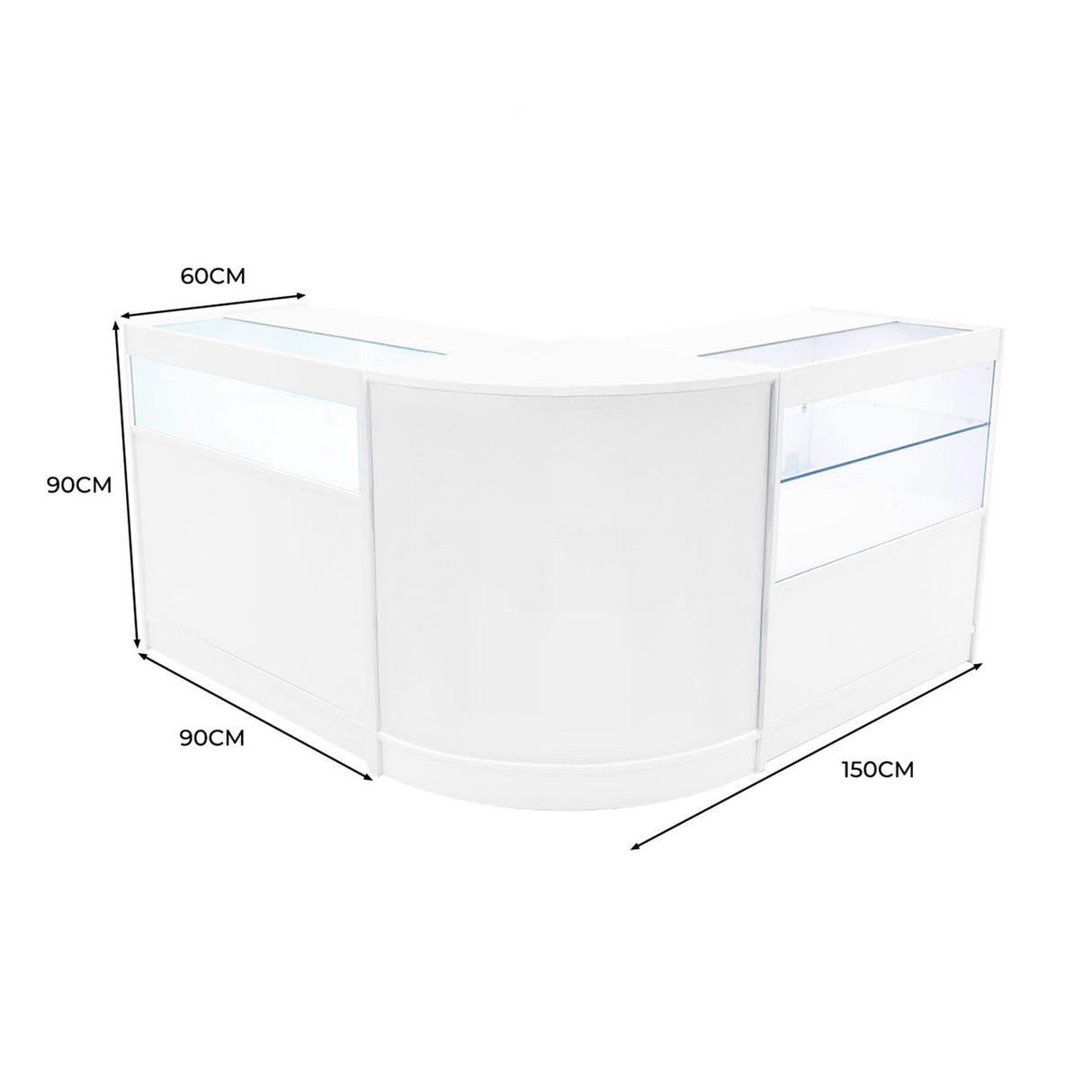 Set Mostradores Comerciales con Luz LED "ADONIS" CM60 + B900 + C900 – Blanco