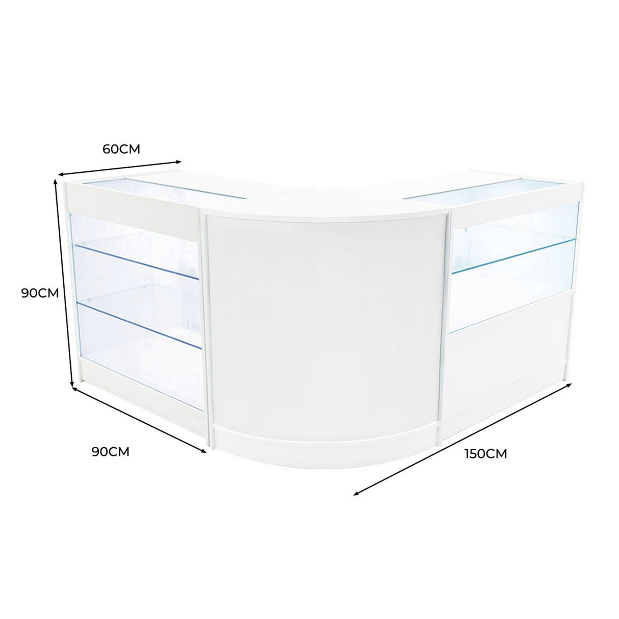 Set Mostradores Comerciales con Luz LED "HERA" CM60 + K900 + C900 – Blanco