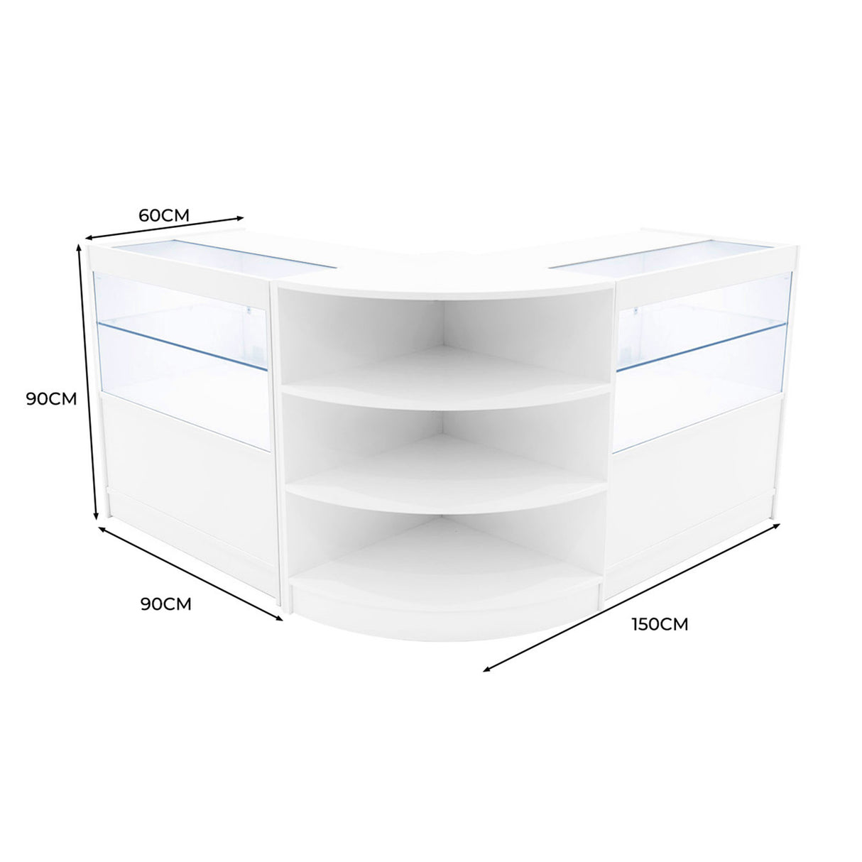Set Mostradores Comerciales con Luz LED "ANDROMEDA" LM60+ 2x C900 – Blanco