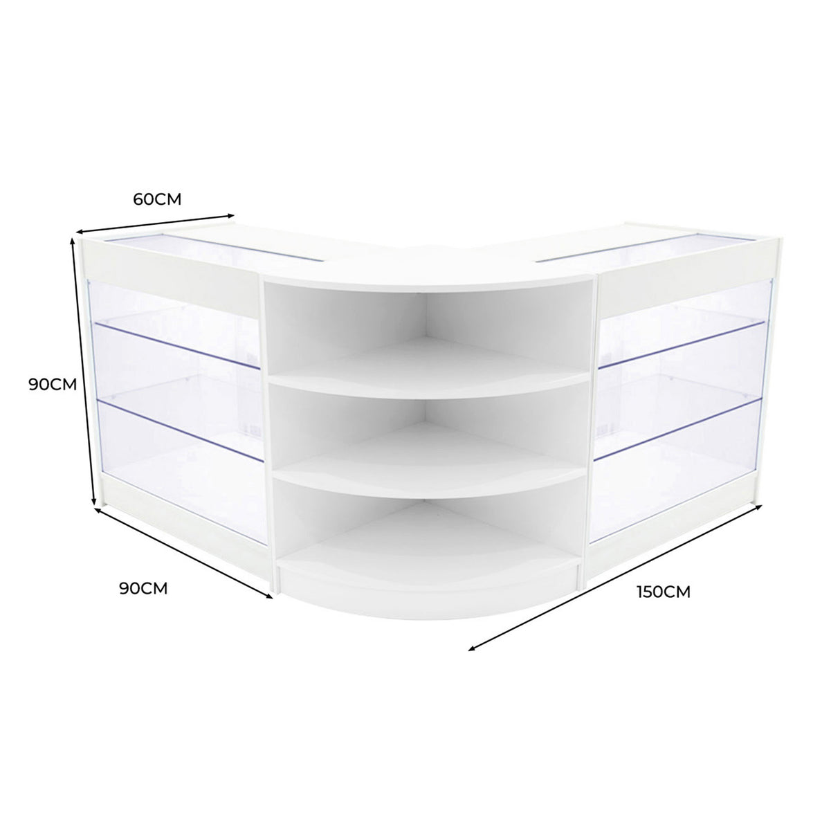 Set Mostradores Comerciales con Luz LED "APOLLO" LM60+ 2x K900 – Blanco