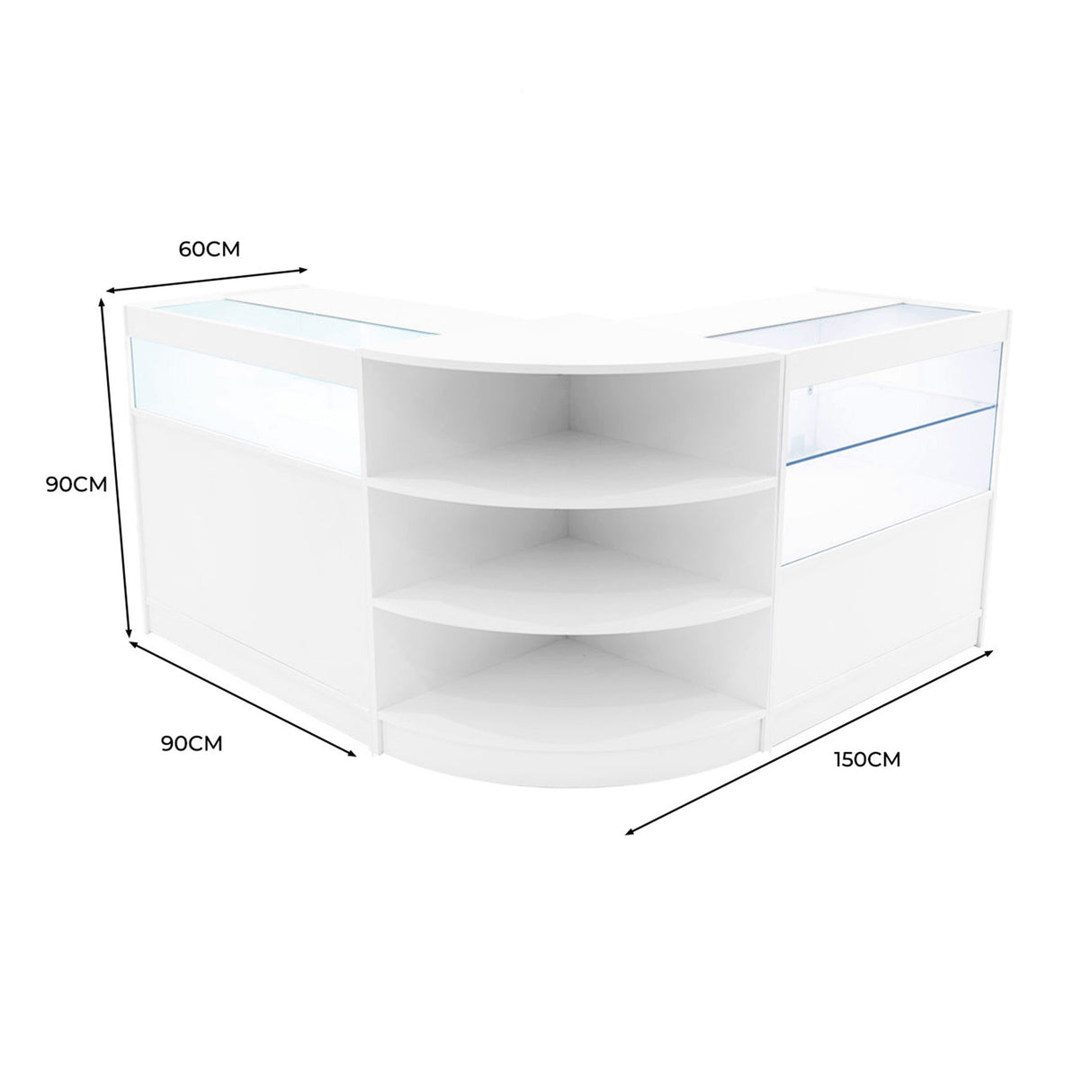 Set Mostradores Comerciales con Luz LED "HARMONIA" LM60 + B900 + C900 – Blanco