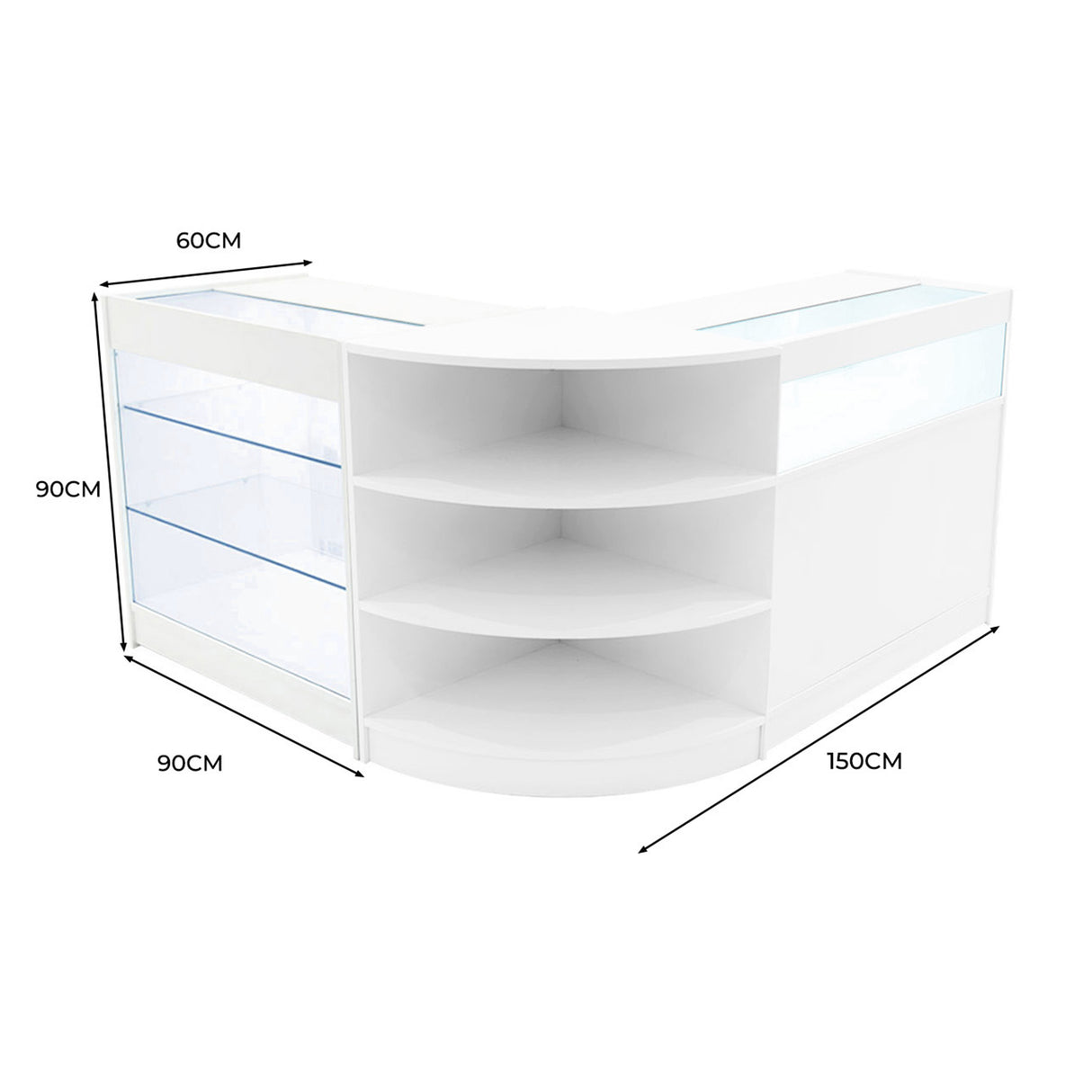 Set Mostradores Comerciales con Luz LED "DEMETER" LM60 + K900 + B900 – Blanco
