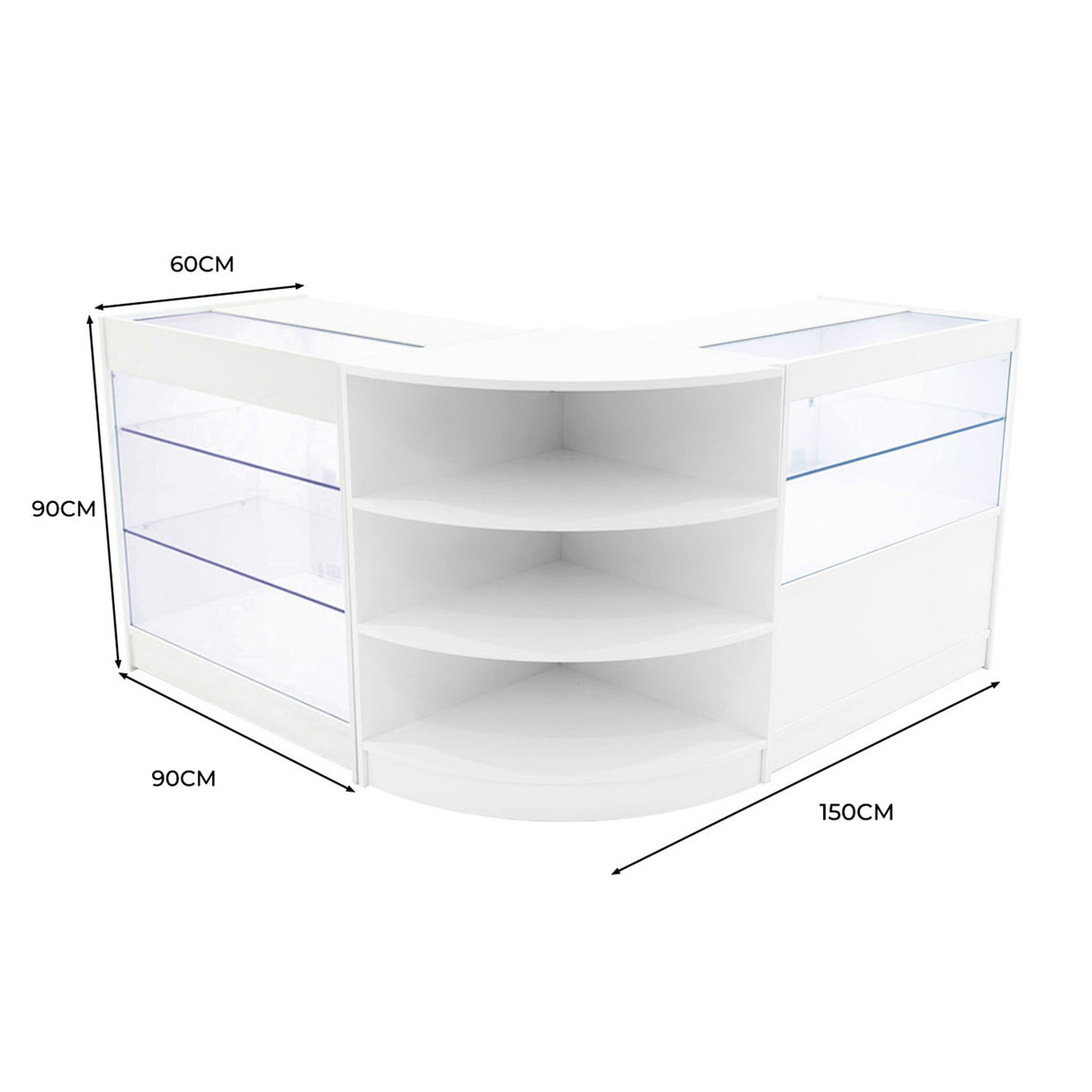 Set Mostradores Comerciales con Luz LED "CALLIOPE" LM60 + K900 + C900 – Blanco