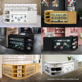 Set Mostradores Comerciales con Luz LED "POLARIS" CM60 + B900 + K900 + TB60 – Blanco