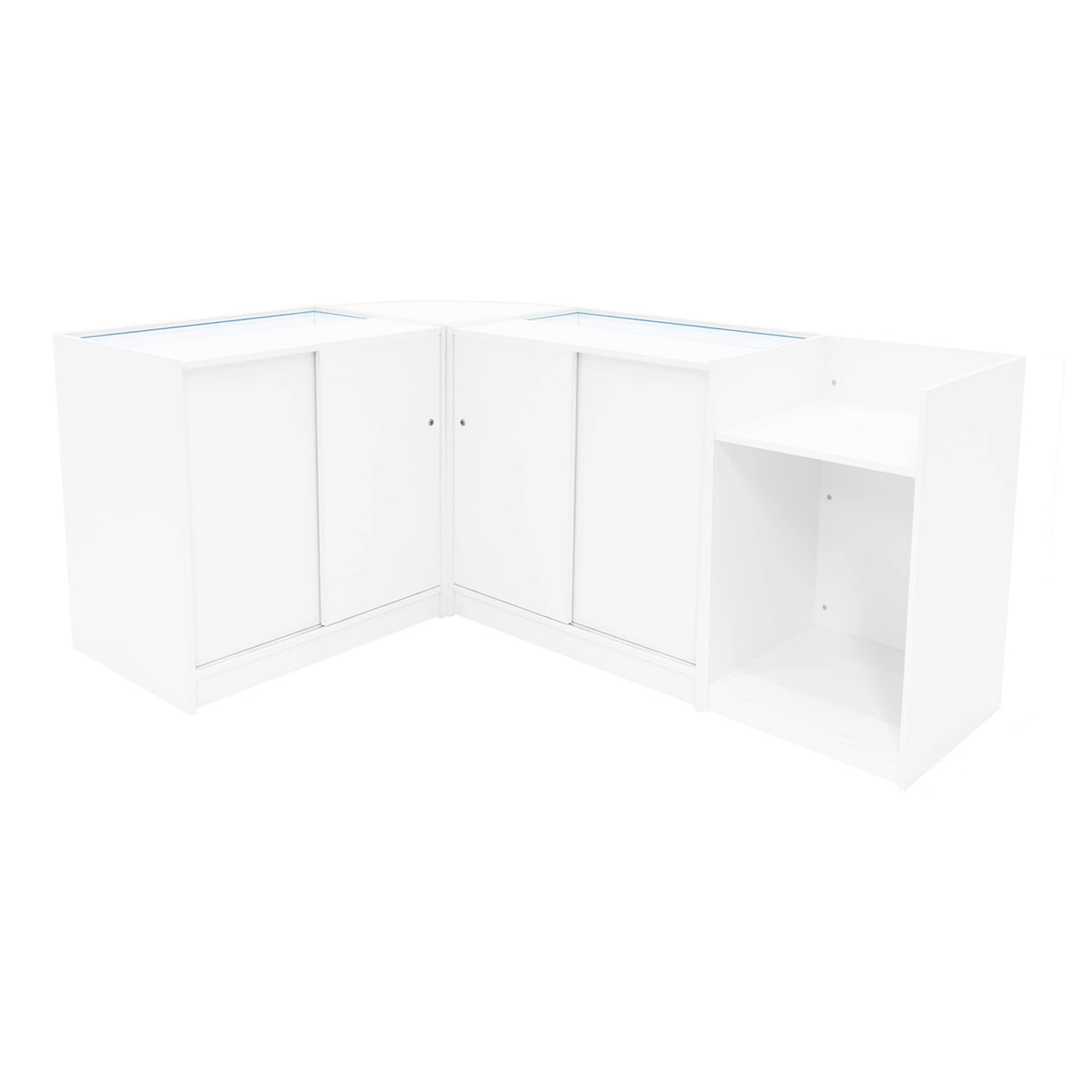 Set Mostradores Comerciales con Luz LED "SAGITTARIUS " LM60 + 2xB900 + TB60 – Blanco