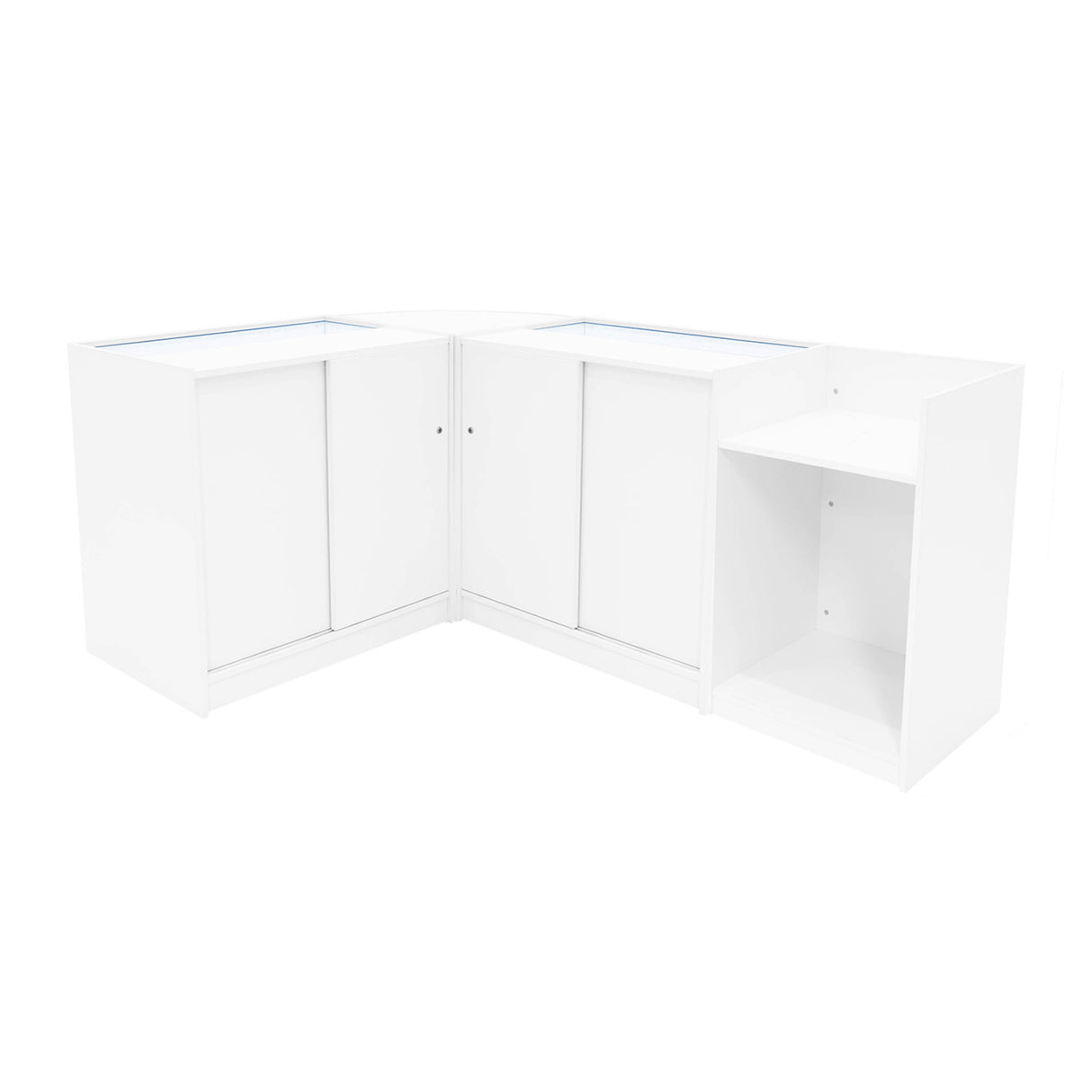 Set Mostradores Comerciales con Luz LED "ECLIPSE" LM60 + 2xC900 + TB60 – Blanco