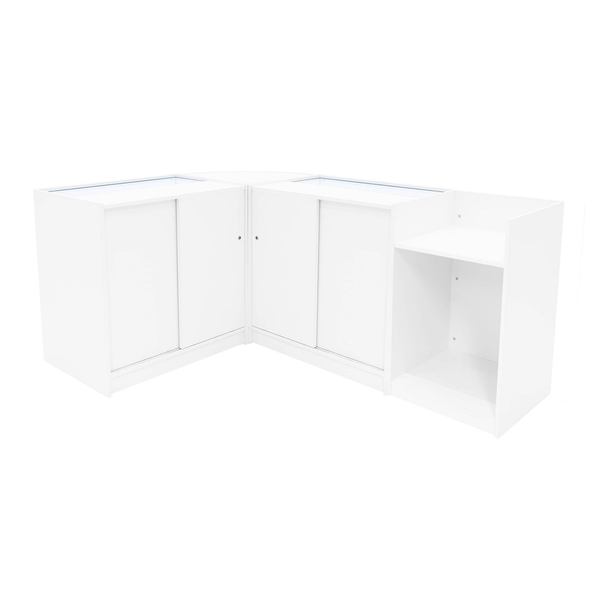 Set Mostradores Comerciales con Luz LED "ASTRO" LM60 + 2xK900 + TB60 – Blanco