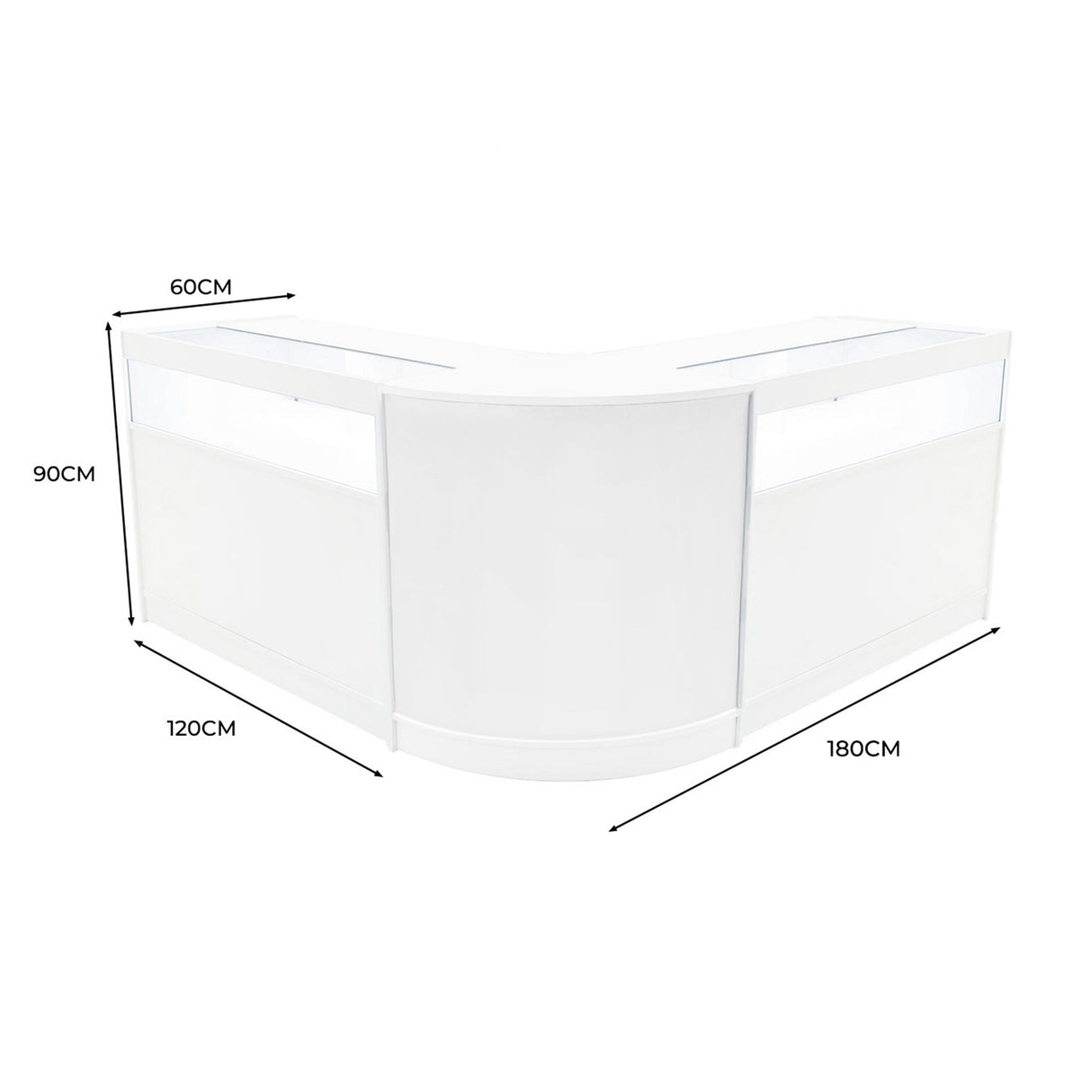 Set Mostradores Comerciales con Luz LED "IRIS"  CM60+ 2x B1200 – Blanco