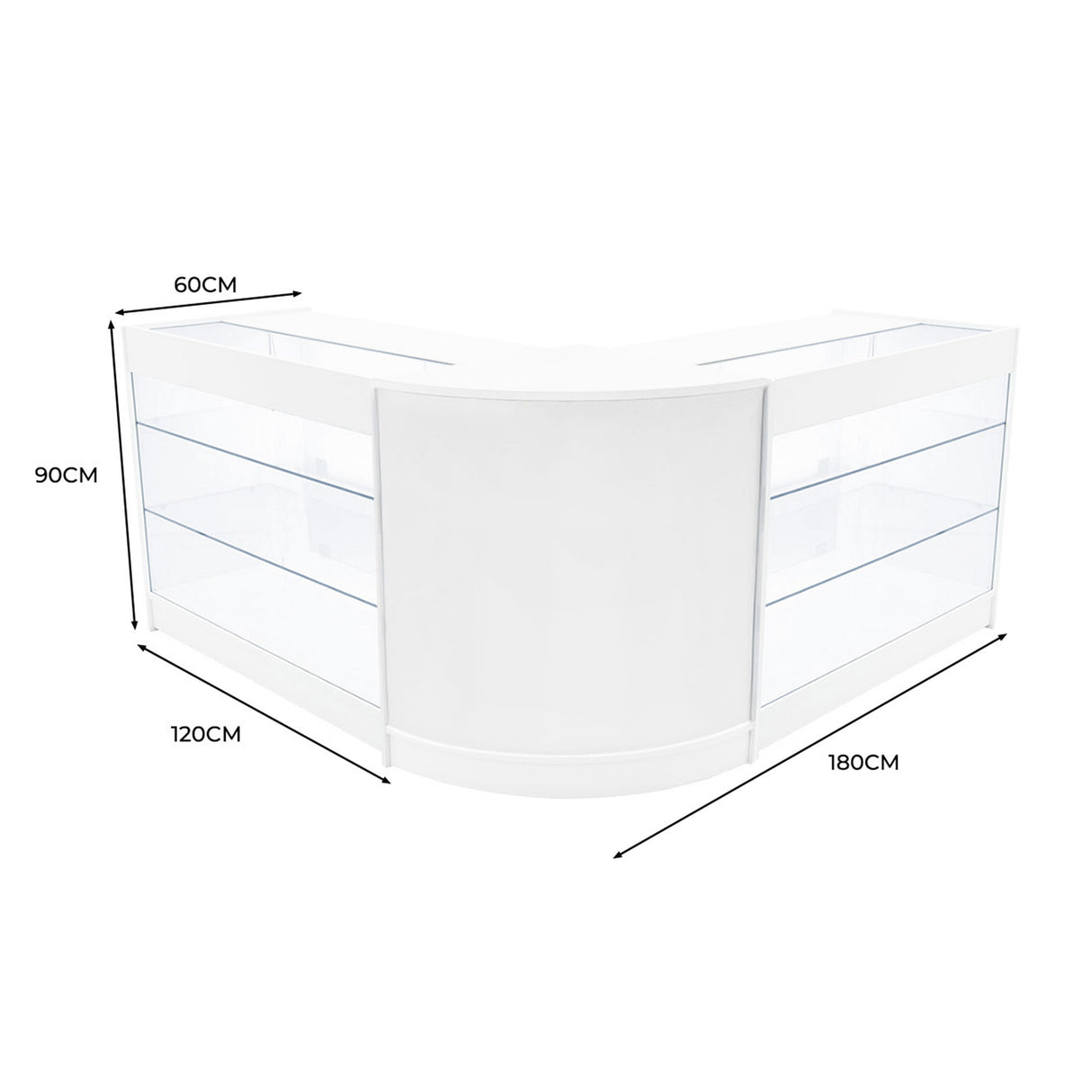 Set Mostradores Comerciales con Luz LED "HELIOS"  CM60+ 2x K1200 – Blanco