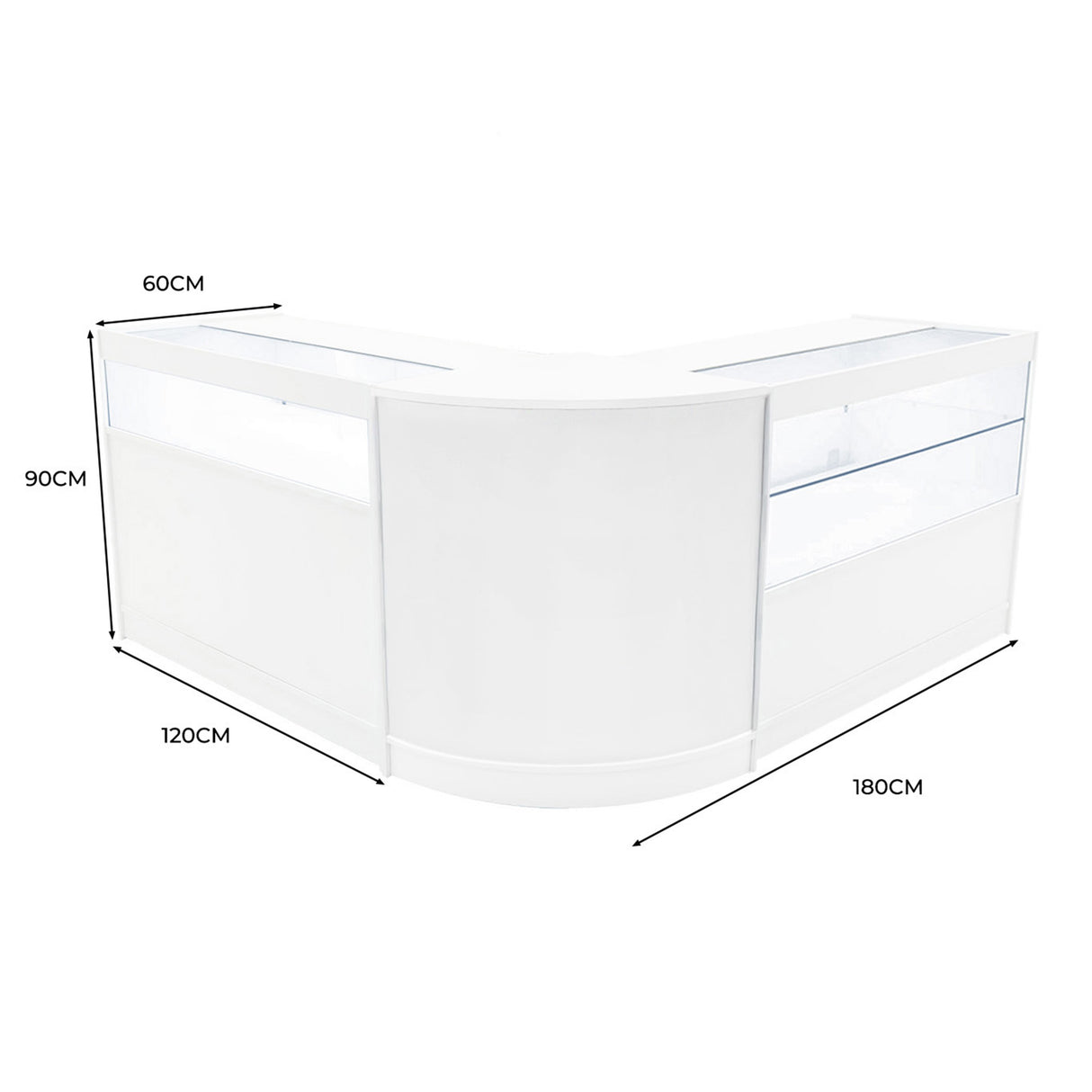 Set Mostradores Comerciales con Luz LED "ADONIS" CM60 + B1200 + C1200 – Blanco
