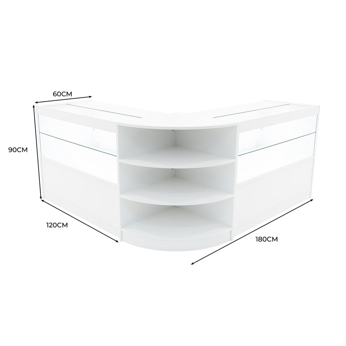 Set Mostradores Comerciales con Luz LED "ANDROMEDA" LM60+ 2x C1200 – Blanco
