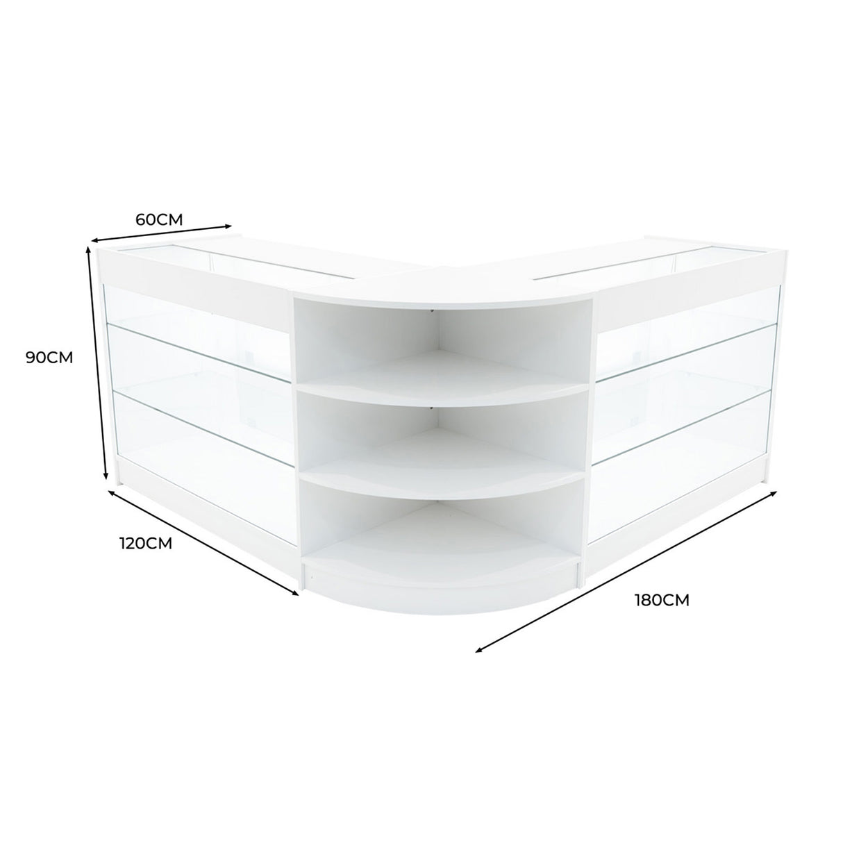 Set Mostradores Comerciales con Luz LED "APOLLO" LM60+ 2x K1200 – Blanco