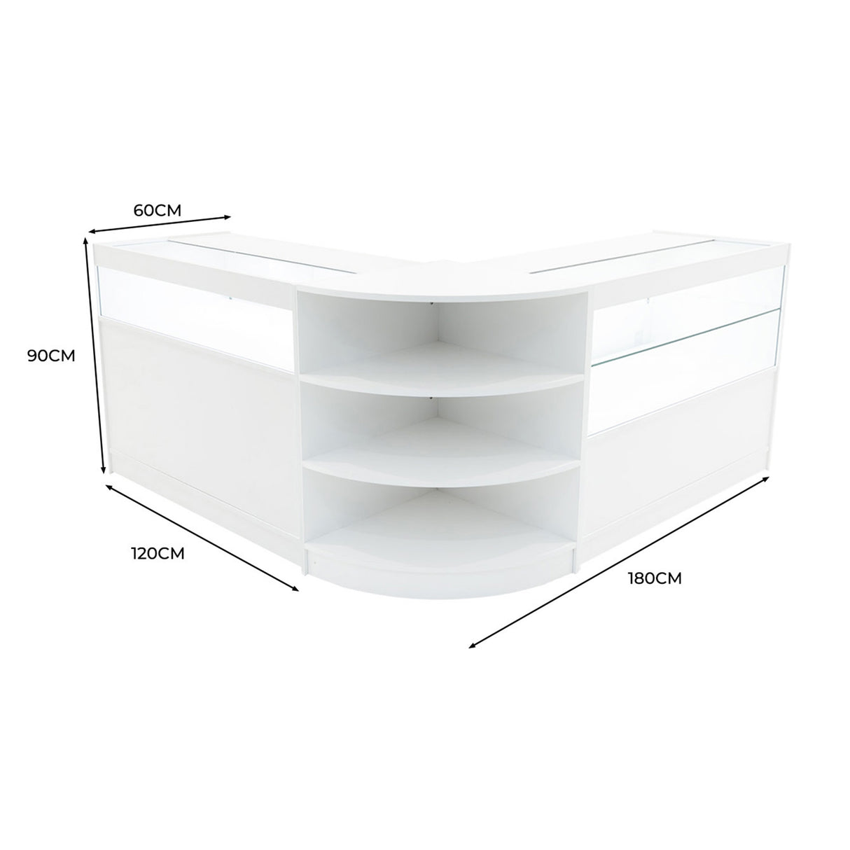 Set Mostradores Comerciales con Luz LED "HARMONIA" LM60 + B1200 + C1200 – Blanco