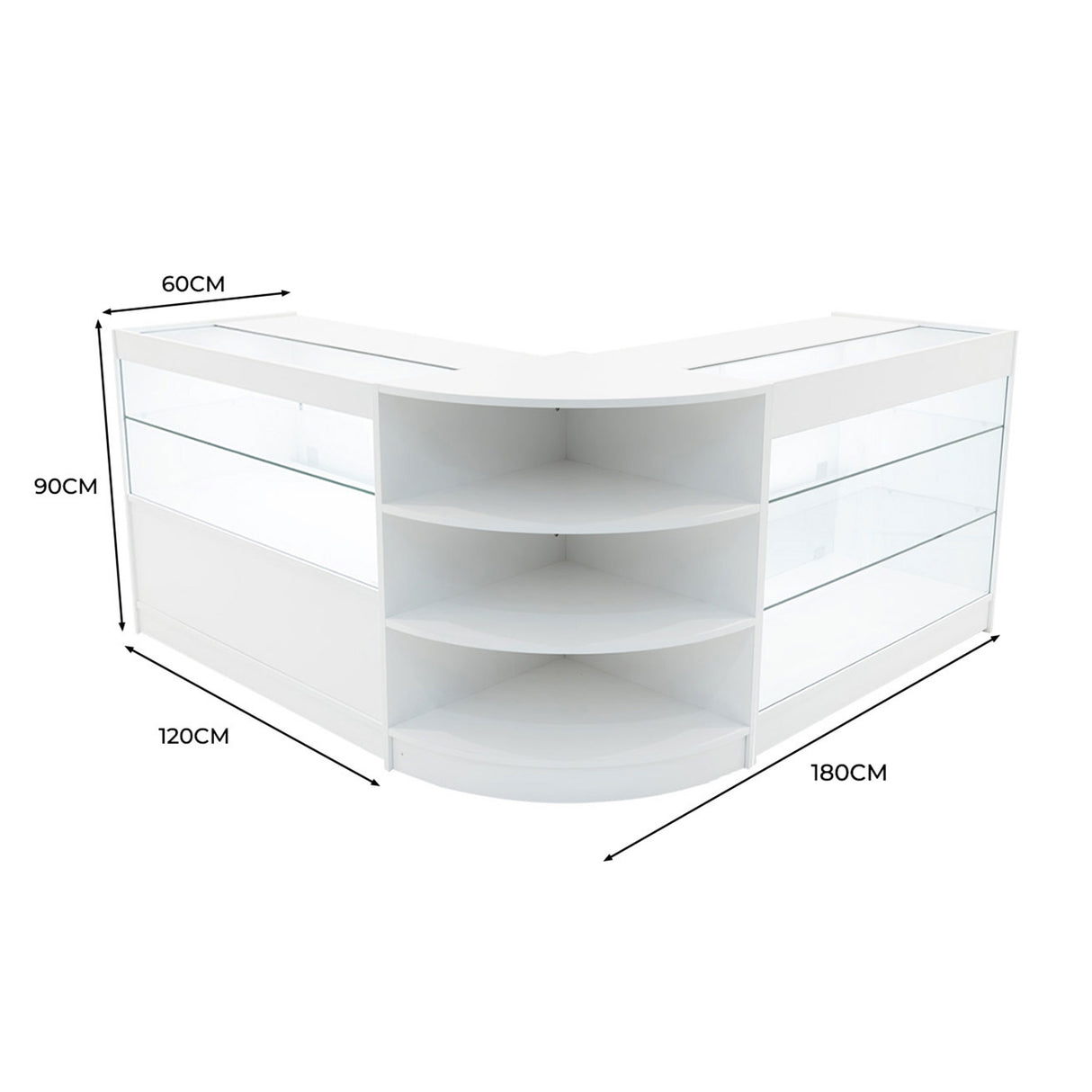 Set Mostradores Comerciales con Luz LED "CALLIOPE" LM60 + K1200 + C1200 – Blanco