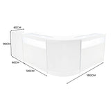 Set Mostradores Comerciales con Luz LED "LUNA" CM60 + 2xB1200 + TB60 – Blanco